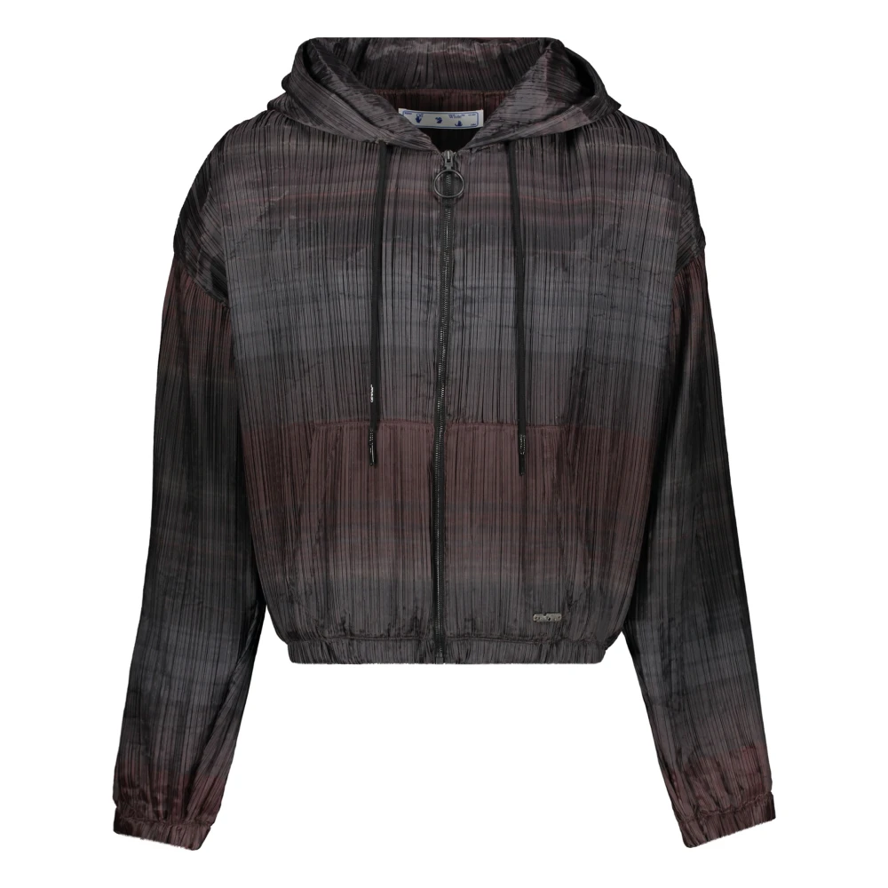 Off White Geplooide Full Zip Hoodie Polyester Multicolor Heren
