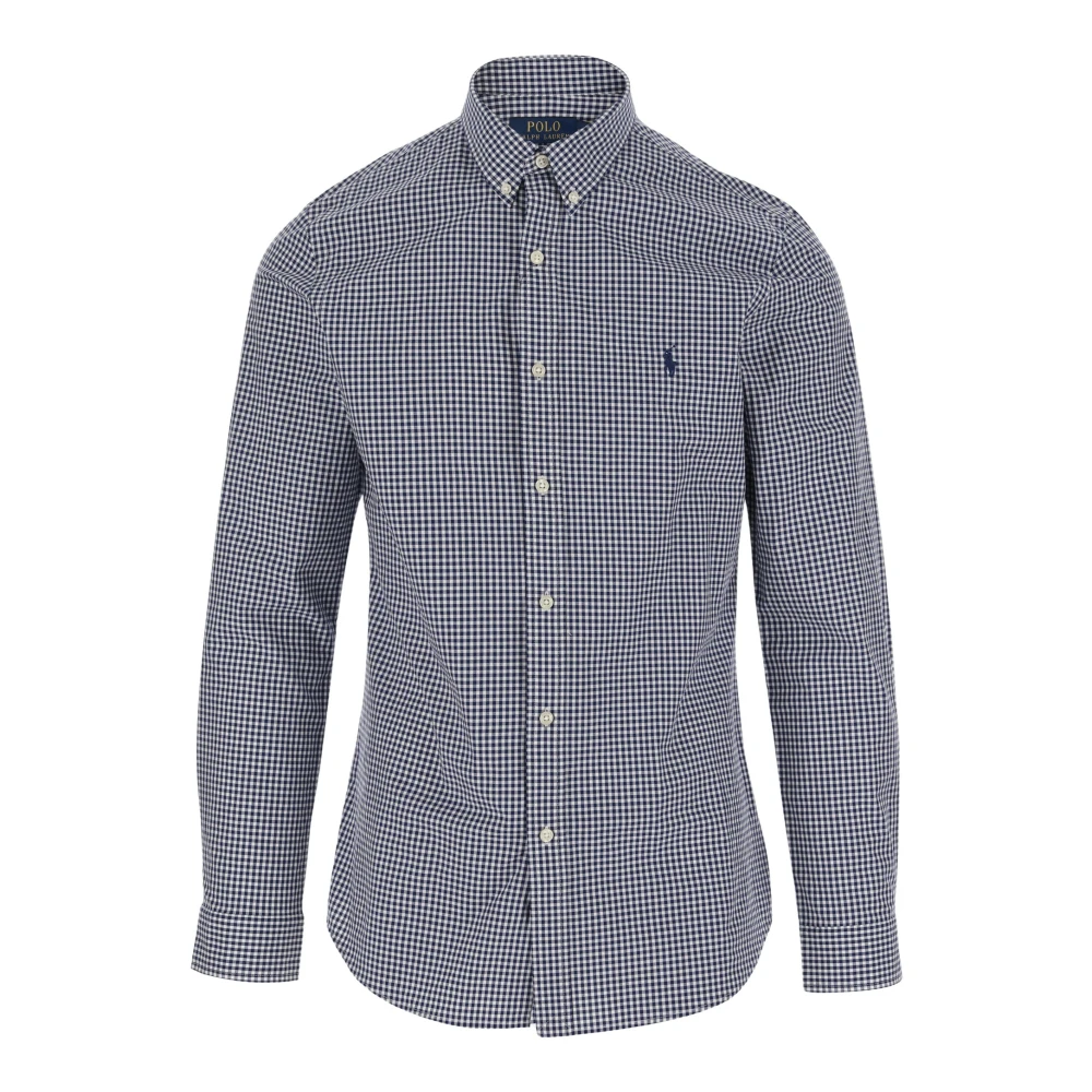 Polo Ralph Lauren Geruite Button-Down Shirt Navy Blue Heren