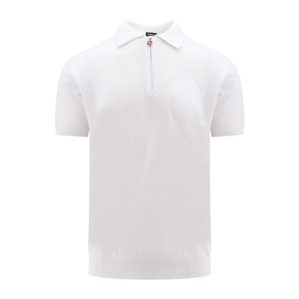 Kiton Witte T-shirt met halve rits White Heren