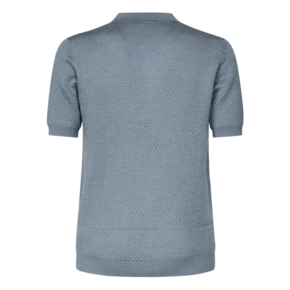 Eleventy Blauw Poloshirt met Ritssluiting Blue Heren