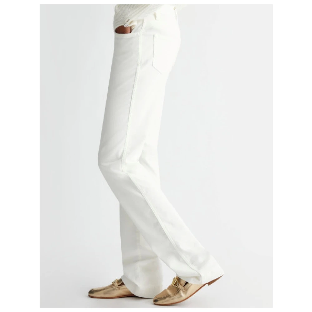 Liu Jo Ribfluwelen broek met hoge taille en strass White Dames