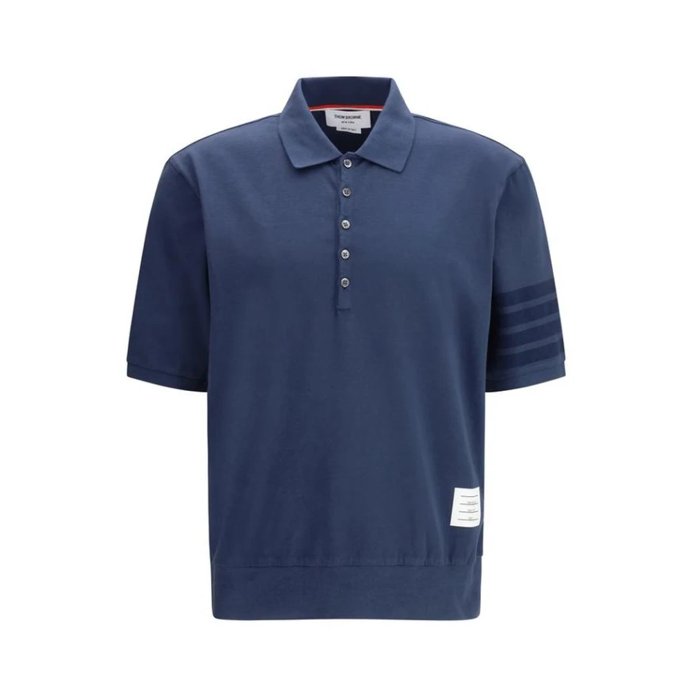 Thom Browne Men's Blue Cotton Polo Shirt