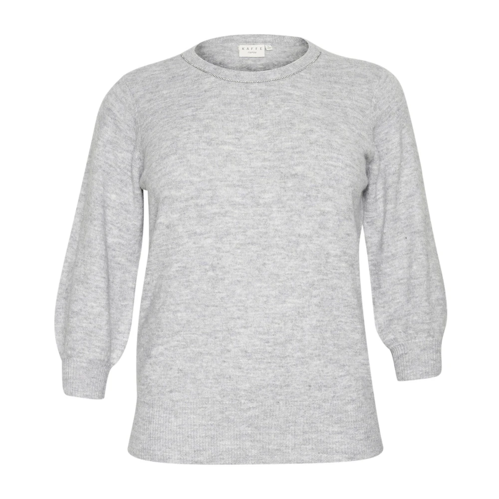 Kaffe Curve Grijze Melange Gebreide Pullover Trui Gray Dames