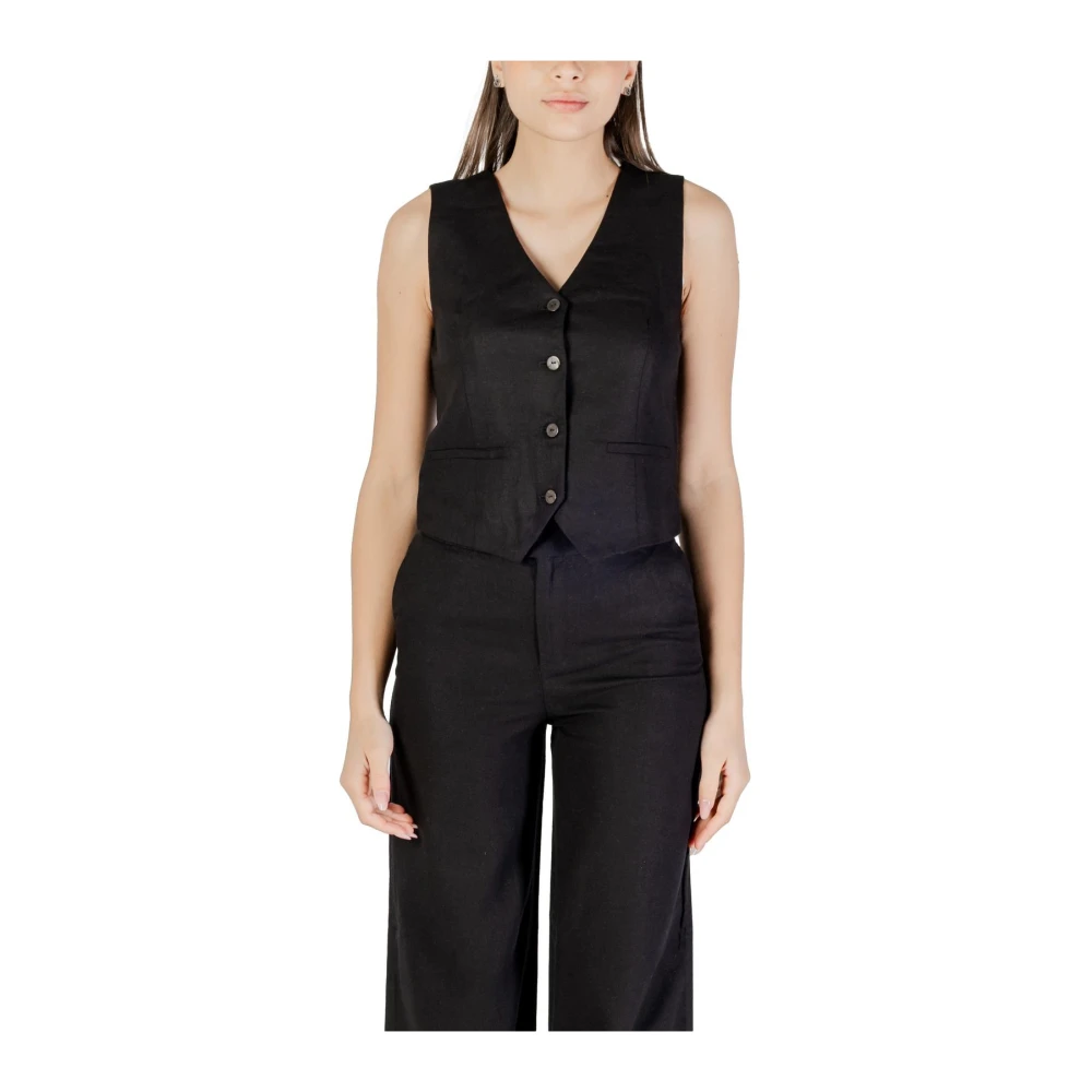 Only Svart Ärmlös V-Ringad Gilet