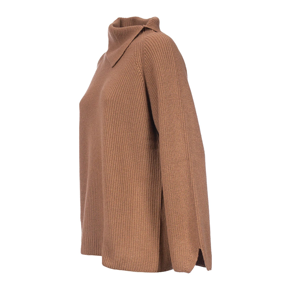 Le Tricot Perugia Hoge hals wol zijde kasjmier trui Brown Dames