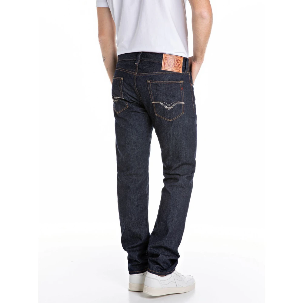 Replay Deep Indigo Regular Denim Jeans Blue Heren
