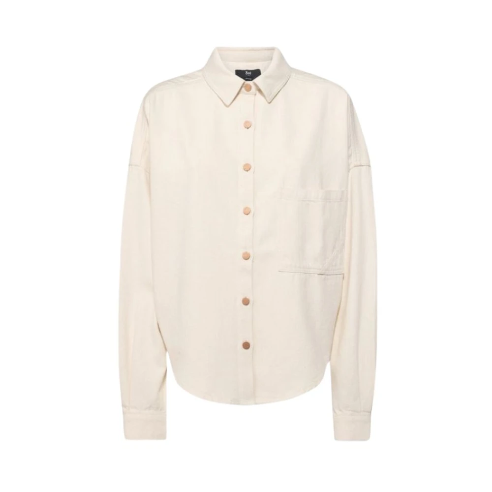 3X1 Zomerse Oversized Shirt met Vleermuismouwen White Dames