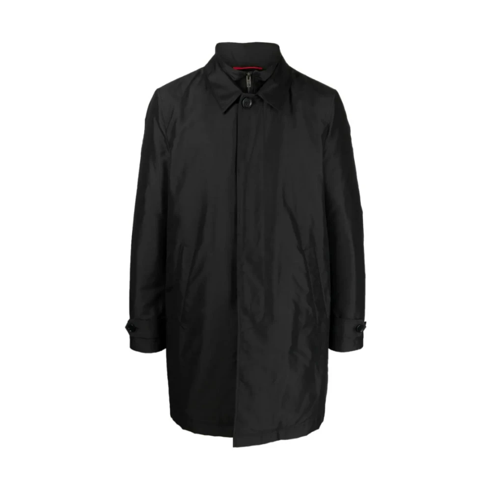 Fay Zwarte gewatteerde jas met waterafstotende poplin Black Heren