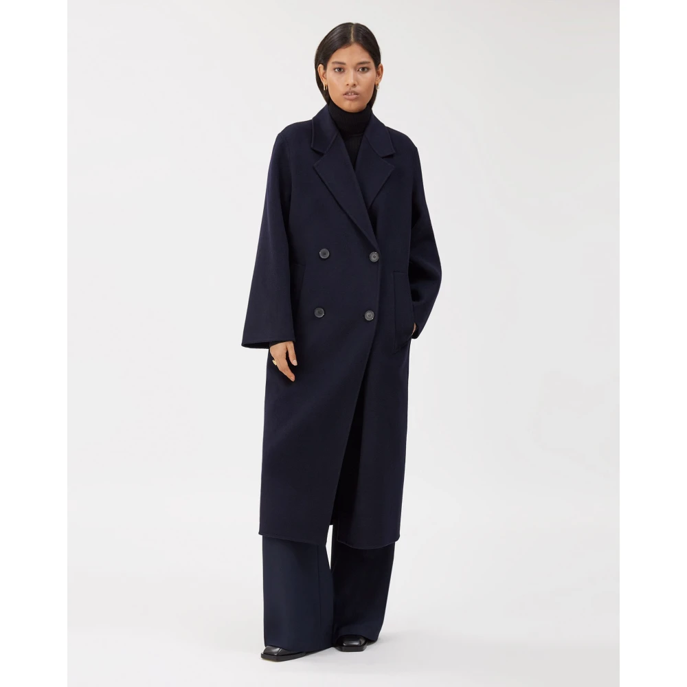 IVY OAK Oversized Wollen Jas in Marineblauw Blue Dames