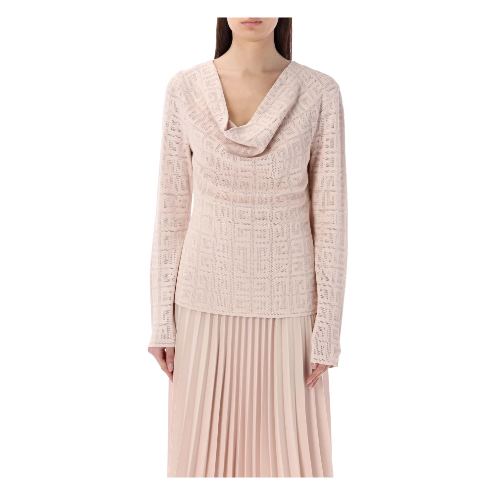 Givenchy 4G Draped Pullover In Jacquard Pink Dames