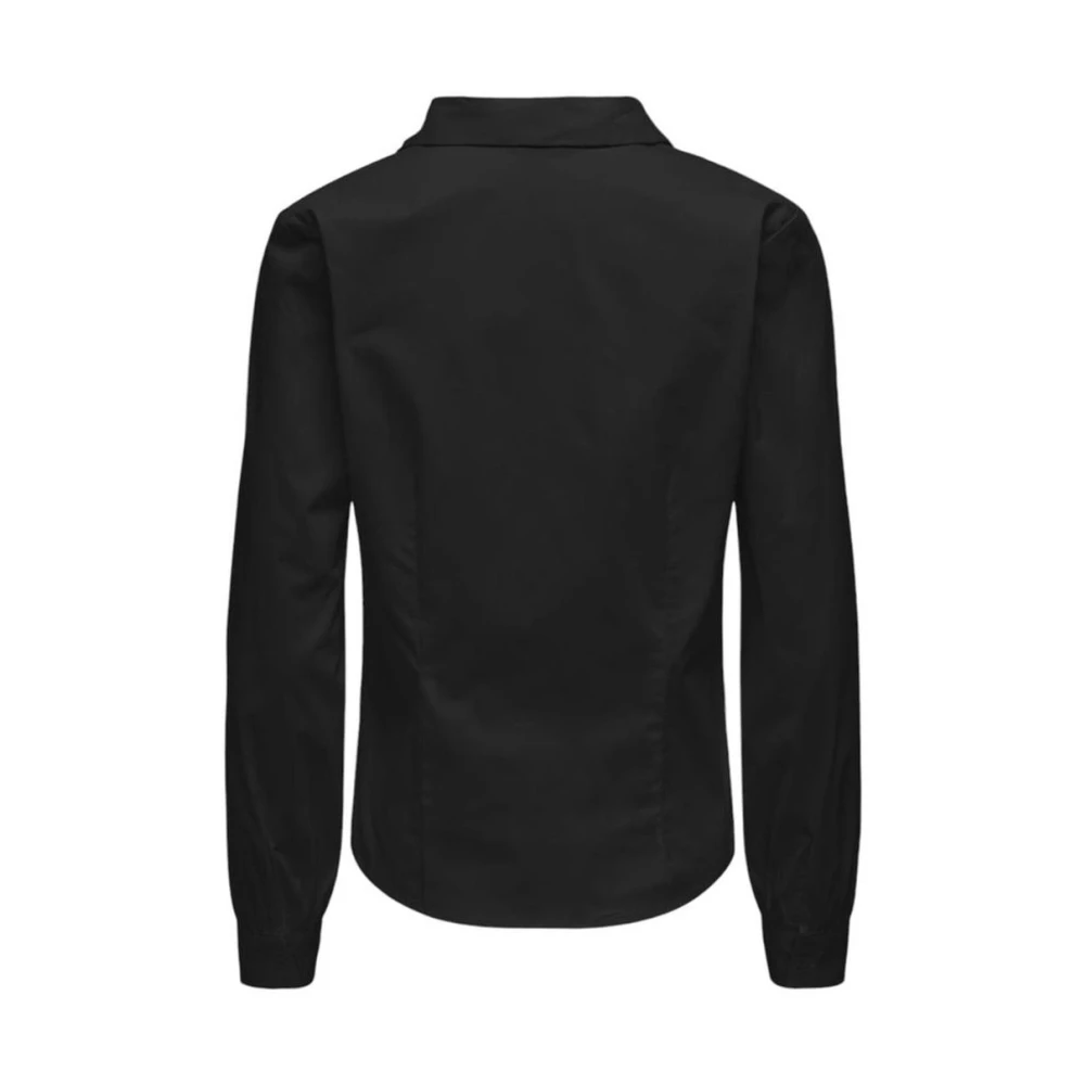 Jacqueline de Yong Zwarte Katoenen V-hals Blouse Black Dames