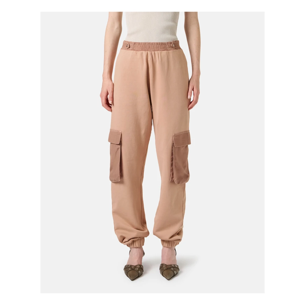 Iceberg Blush gekleurde katoenen fleece broek Pink Dames