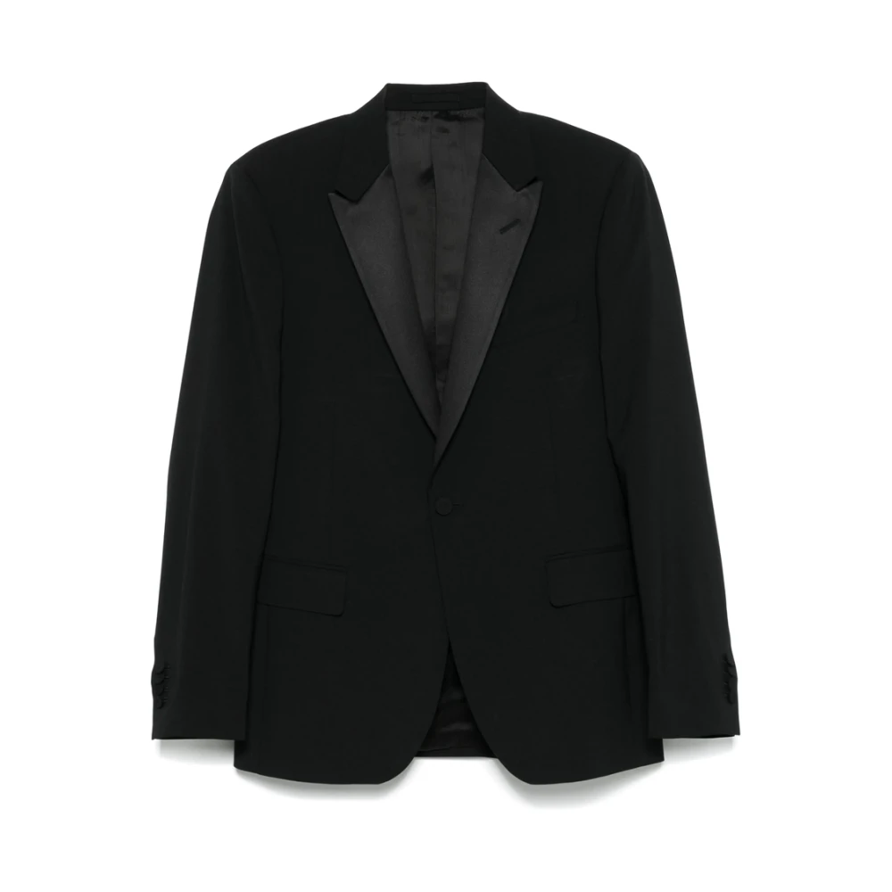 Lardini Zwarte jas met borstzak Black Heren