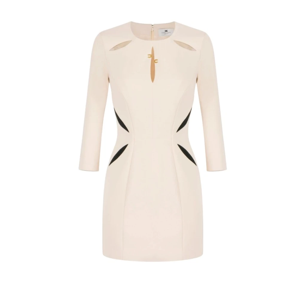 Elisabetta Franchi Beige Short Dresses, Female, S, Mini Dress With Two-Tone Cut-Out