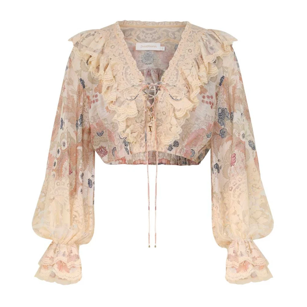 Zimmermann, Blouses, female, Multicolor, Size: M Rebellion Lace-Up Blouse