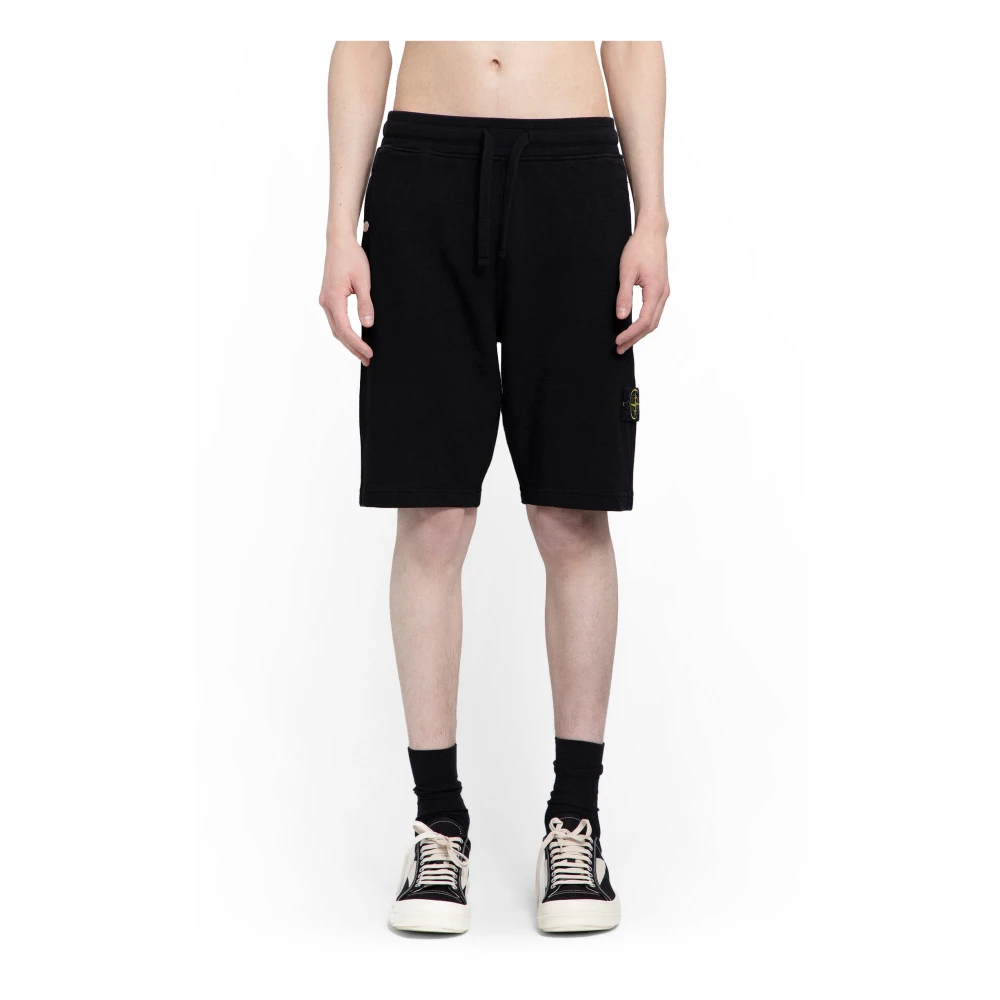 Stone Island Zwarte elastische taille Bermuda shorts Black Heren
