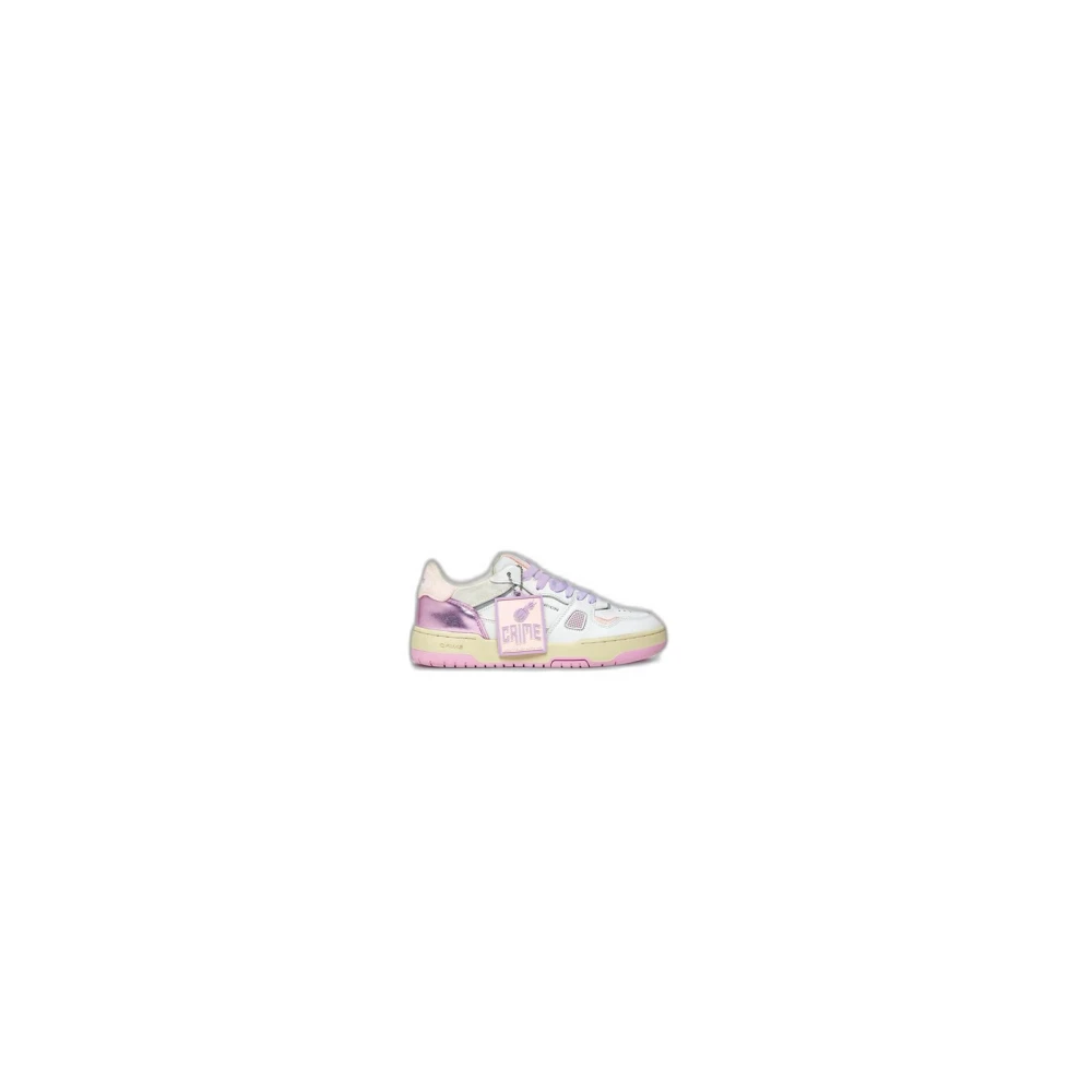 Crime London Women's Pink Leather Lace-Up Trainers