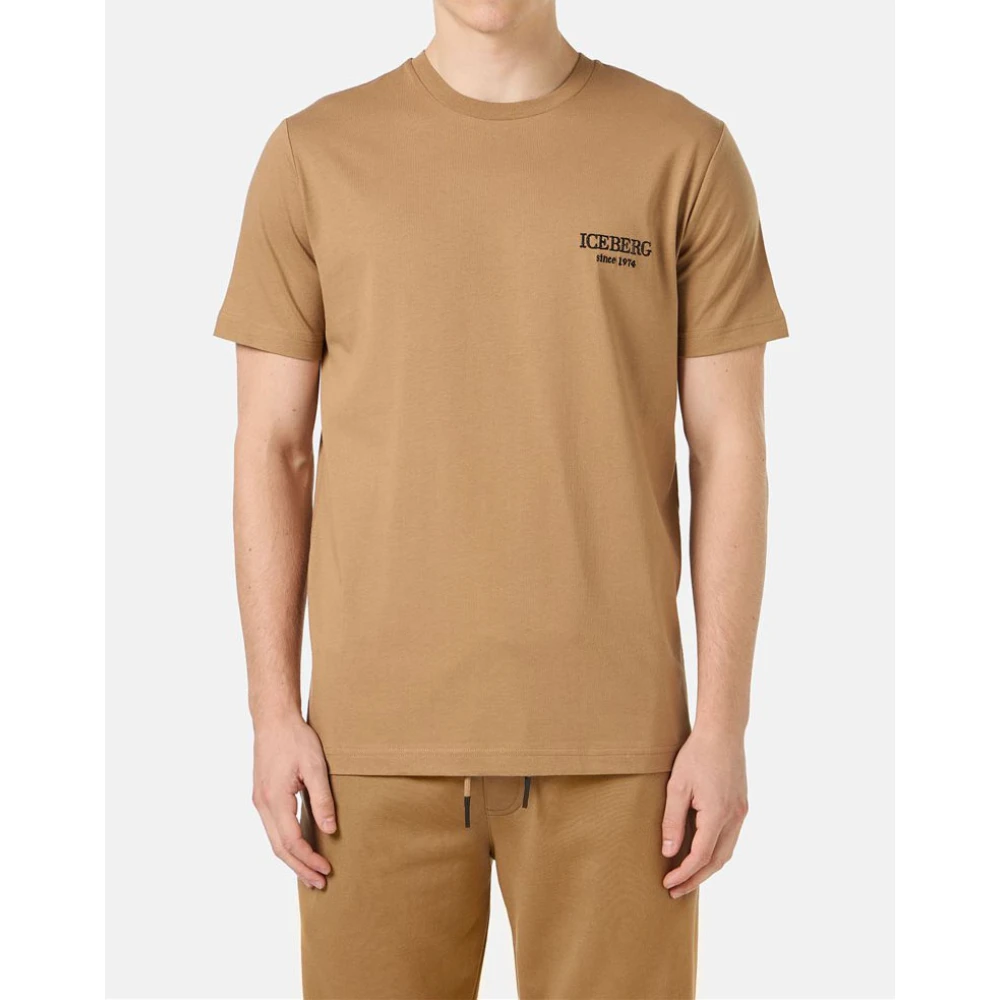 Iceberg Papieren zak gekleurde crewneck sweatshirt met geborduurd logo Brown Heren