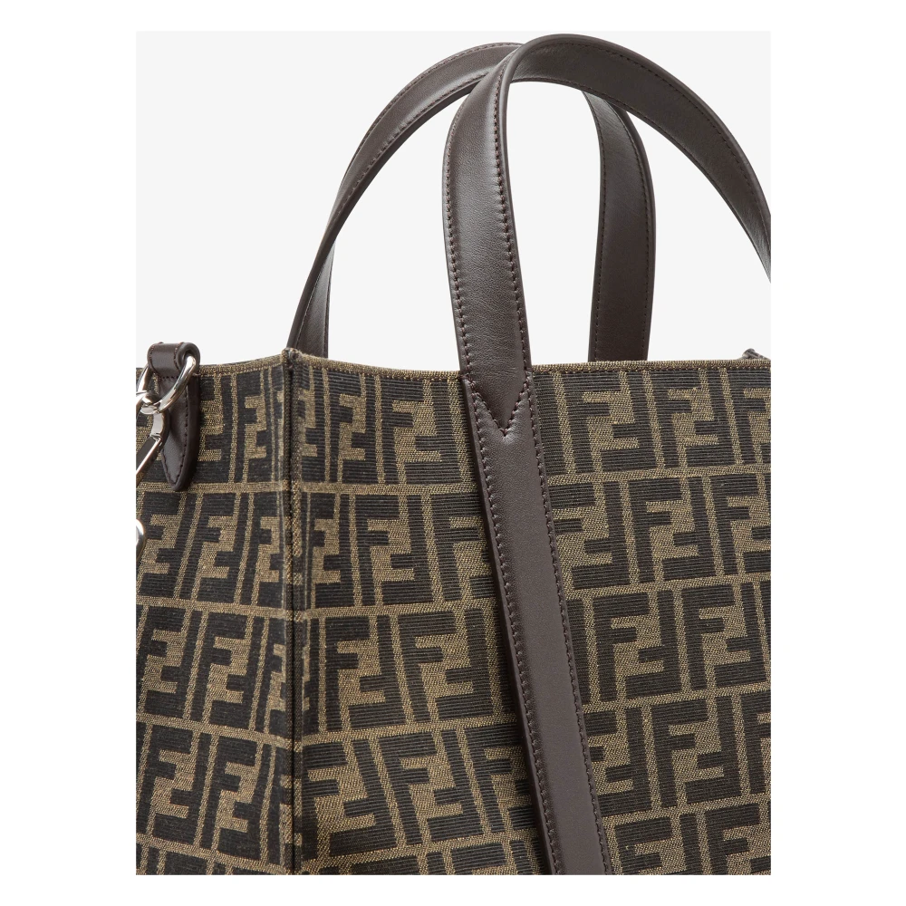 Fendi Bruine FF Motief Leren Tas Brown Heren