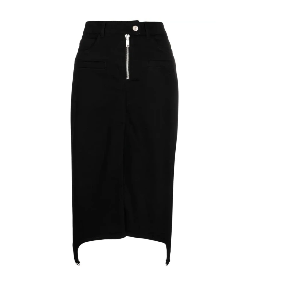 Courrèges Women's Black Denim Skirts, M, Denim Skirt With Long Zipper