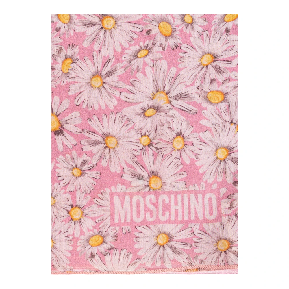 Moschino Zijden sjaal met bloemmotief Pink Unisex