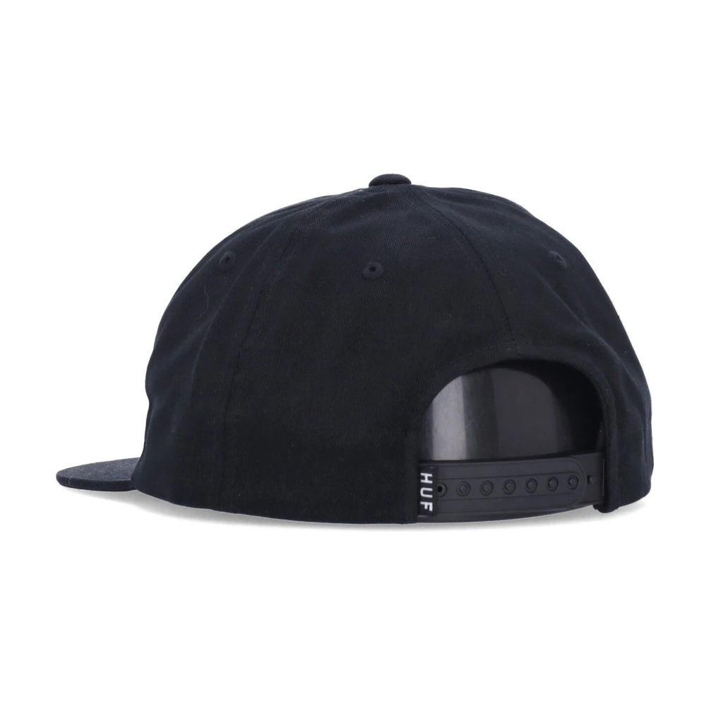 HUF Zwarte Ongestructureerde Snapback Platte Klep Pet Black Heren