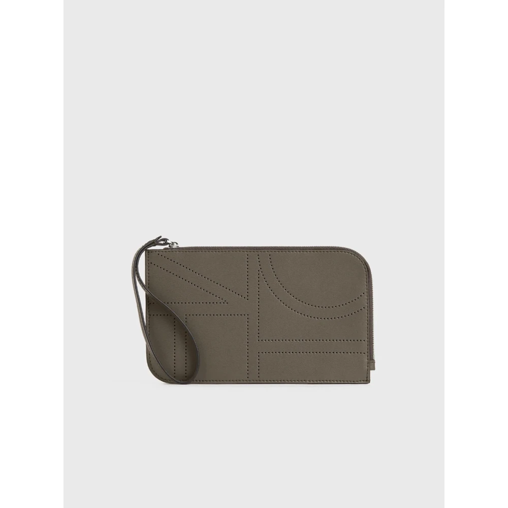 TotêMe Monogram Leren Pols Pouch Brown Dames