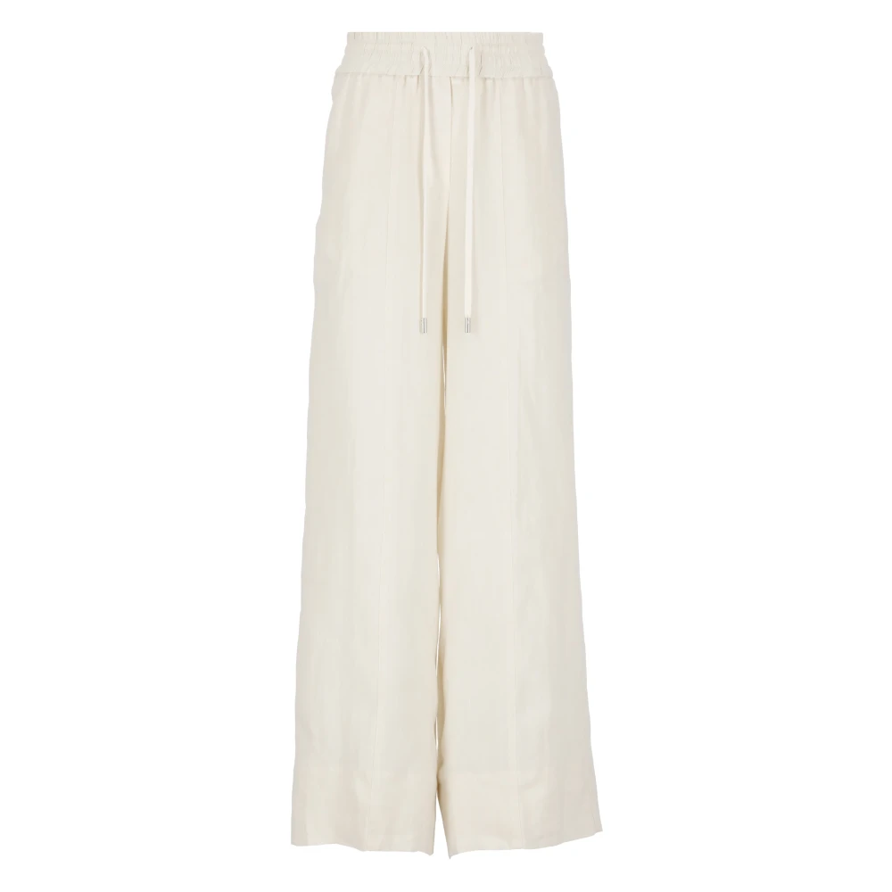 PESERICO Ivory Linen Palazzo Trousers Beige Dames