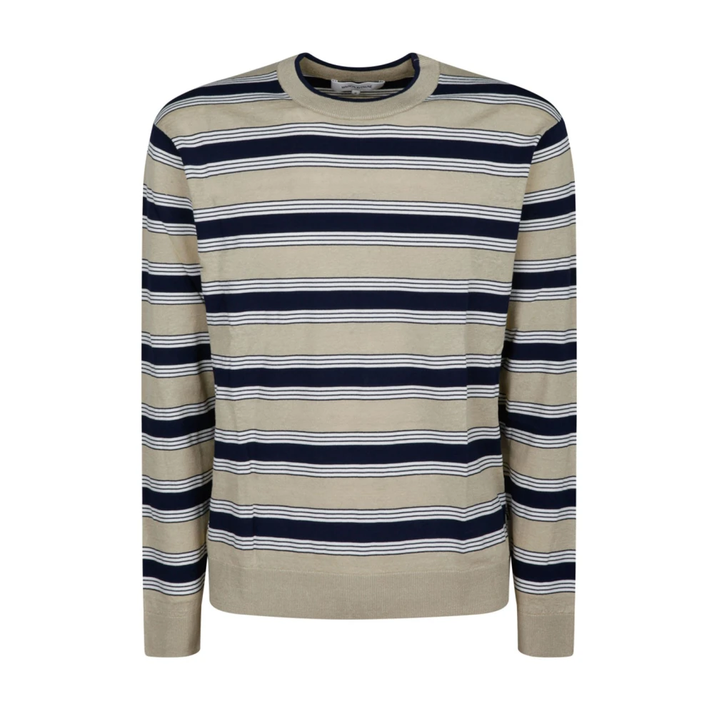 Maison Kitsuné Gestreepte Katoenen Trui Blue Heren