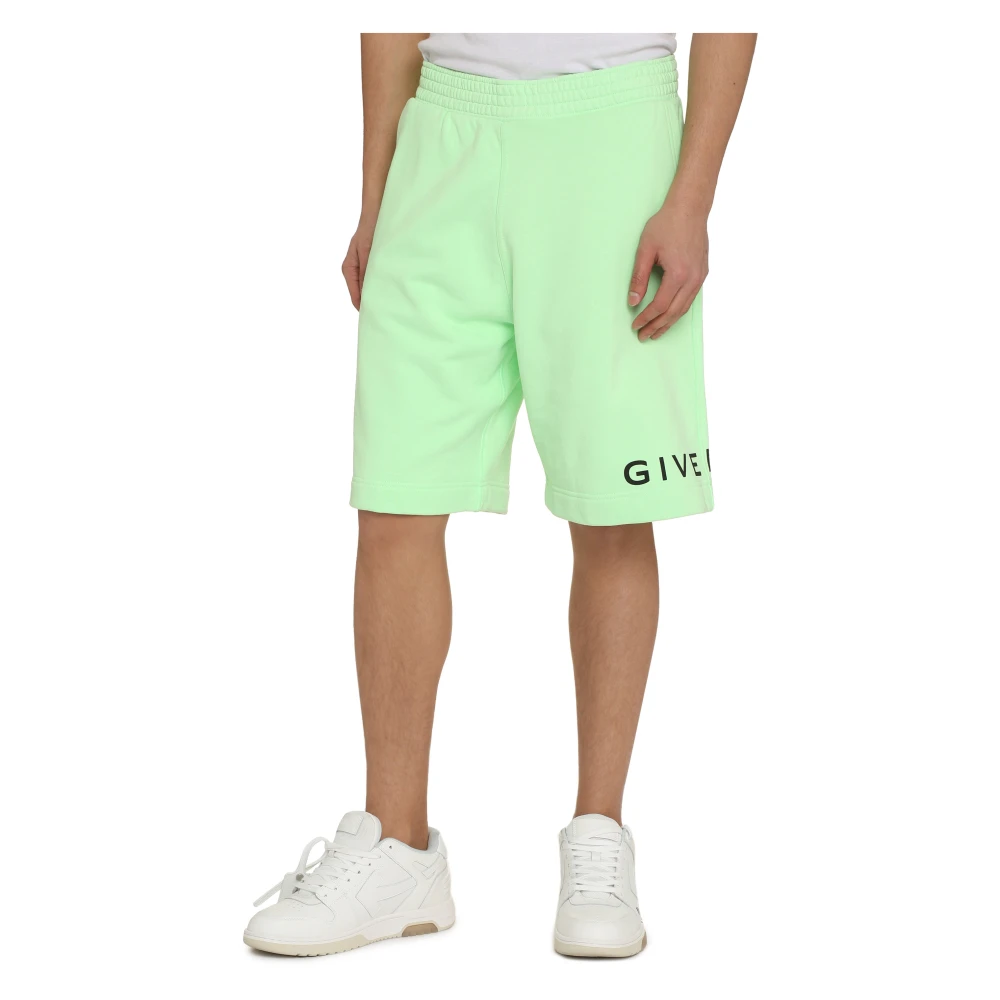 Givenchy Sweatshorts met contrasterende logo-print Green Heren