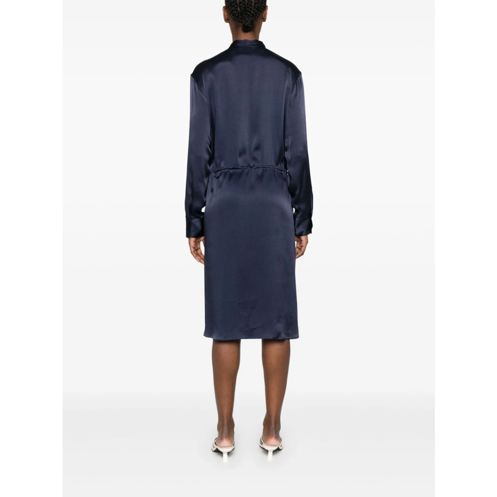 Semicouture Navy Blue Jurk met Trekkoord Taille Blue Dames