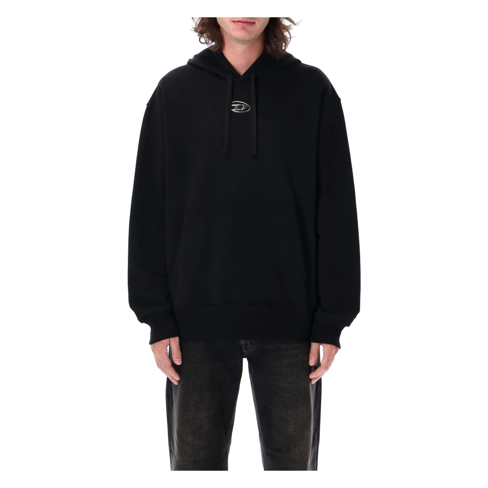 Diesel Zwarte Gebreide Kleding Ss25 Hoodie Black Heren