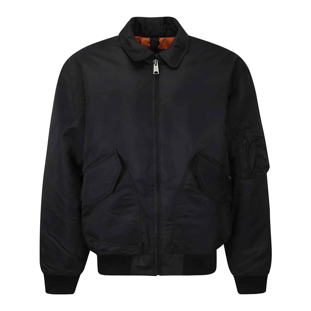 Carhartt WIP Zwarte Bomberjack met Oranje Interieur Black Heren