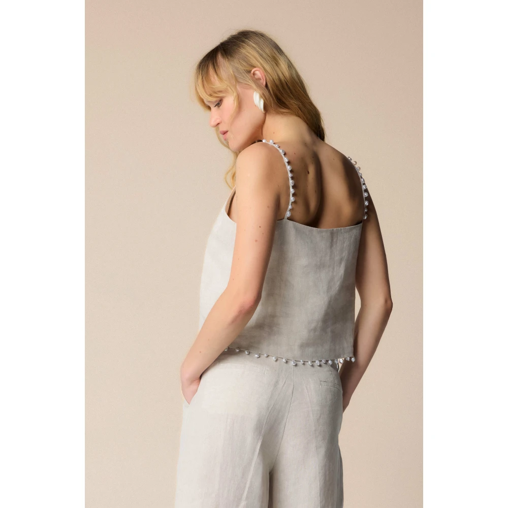 Kocca Stijlvolle mouwloze tops voor vrouwen Beige Dames