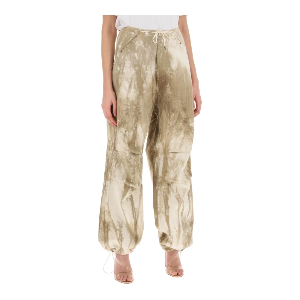 Darkpark Tie-Dye Baggy Broek met Flared Cut Green Dames