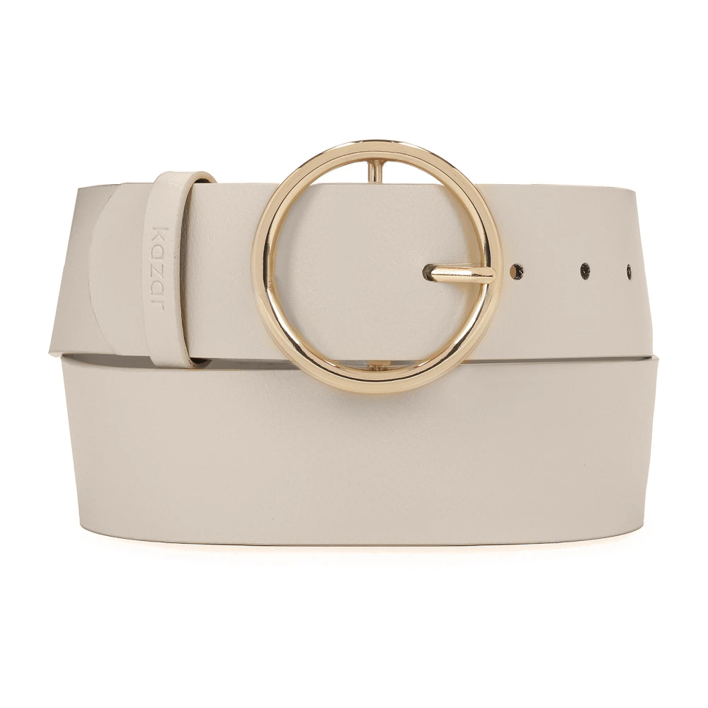 Kazar Brede grijze gladleren riem Gray Dames