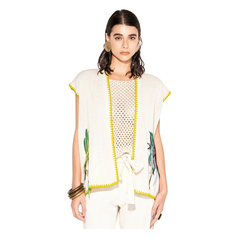 Akep Femme Multicolor - Cardigan Graphique Sans Manches - Pulls - E - Taille: 38 Fr