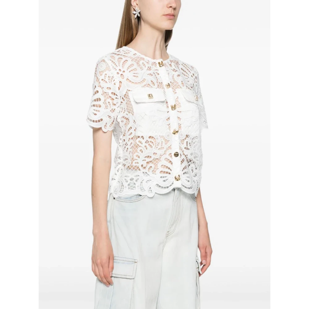 Self Portrait Blonde Top Wit Shirt White Dames