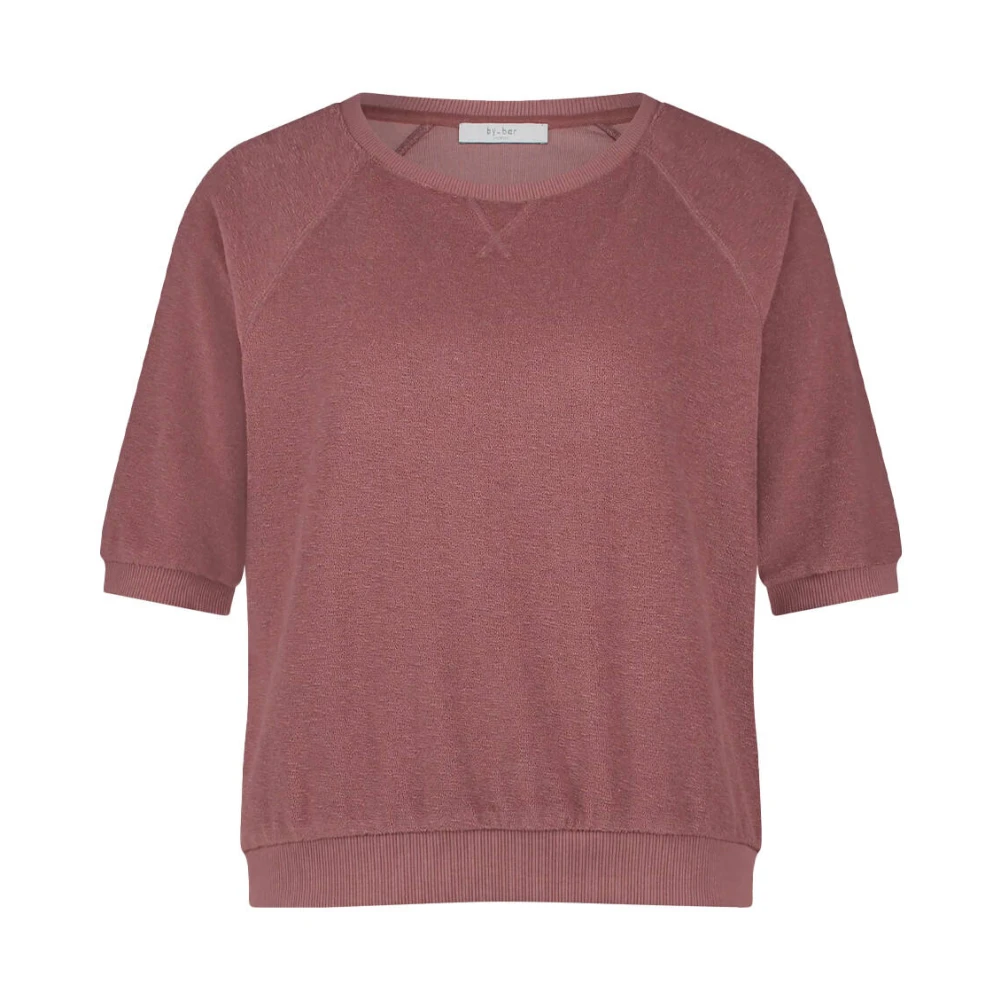 By-Bar Korte Mouw Slub Top Purple Dames