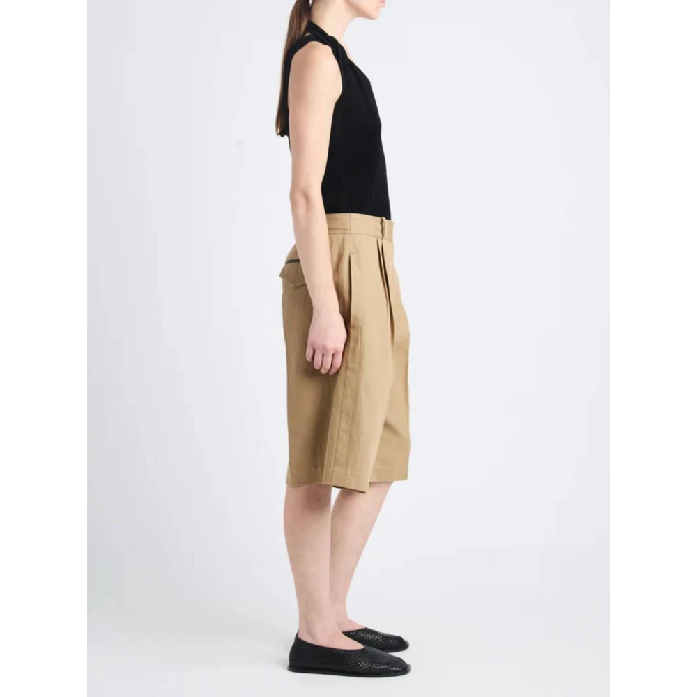 Proenza Schouler Korte Katoenen Linnen Bermuda Shorts Beige Dames