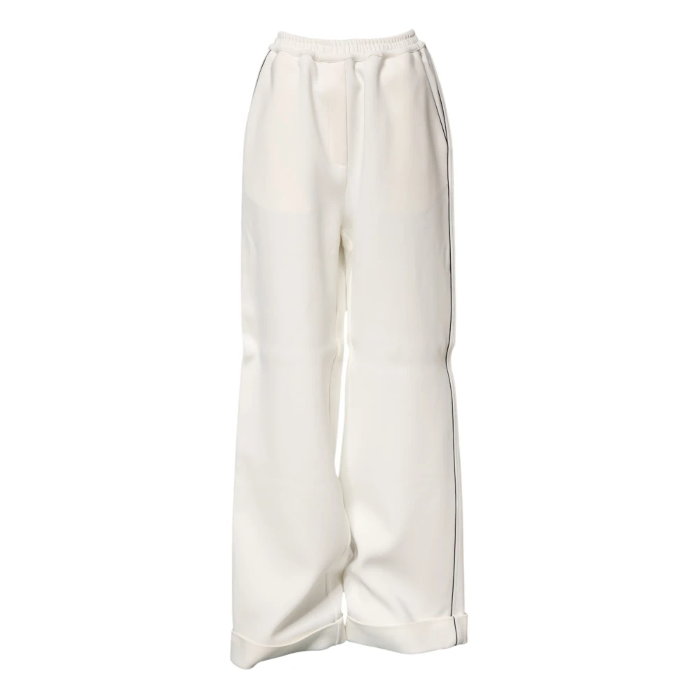 Dolce & Gabbana Women's White Wide Trousers, Xs, Wide Leg Pull On Trousers
