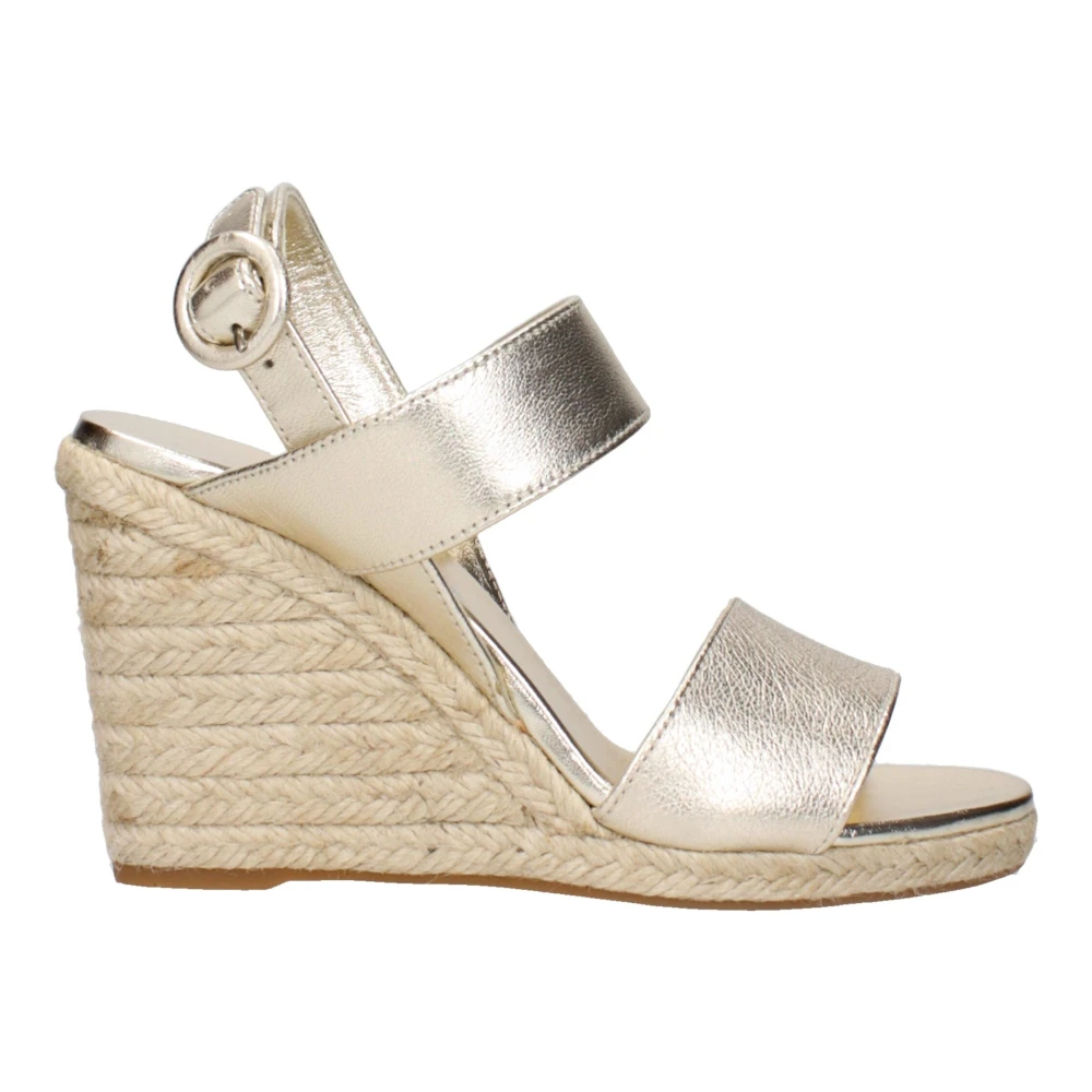 Prada Women's Beige Gold Leather Wedges Sandals Vintage Effect - Wedges - 2 Uk- Shoes