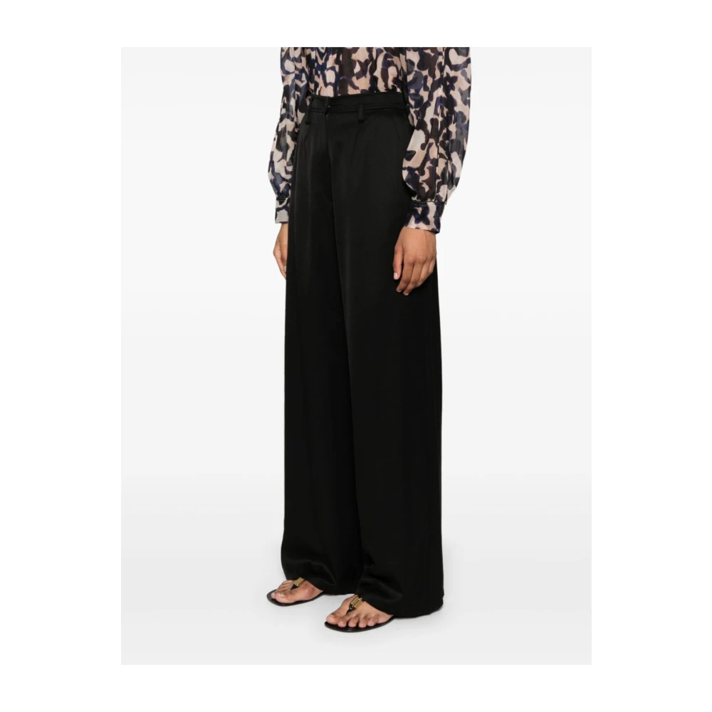 Forte Hoge Taille Wijde Pijp Zwarte Broek Black Dames