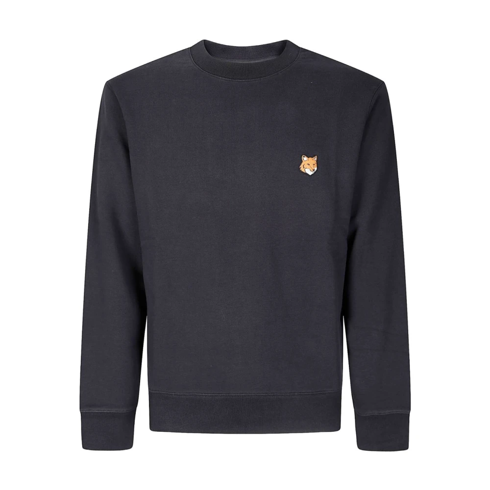 Maison Kitsuné Men's Black Sweatshirts, Xl, Fox Head Cotton Sweatshirt
