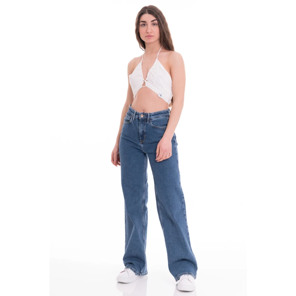 Calvin Klein Jeans Gekreukelde bh-top met bandjeswikkel White Dames