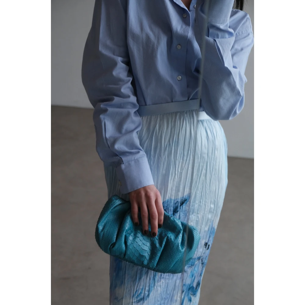 Biagini Mini Turkoois Python Clutch Handtas Blue Dames