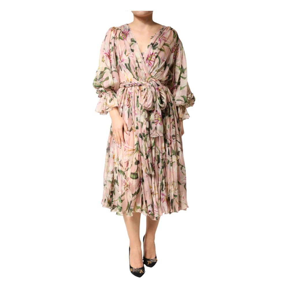 Dolce & Gabbana Women's Pink A-Line Pleated Maxi Dress