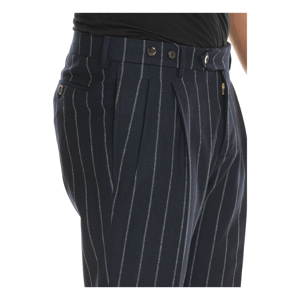 Berwich Gestreepte Chino Broek met Tailoring Vent Blue Heren