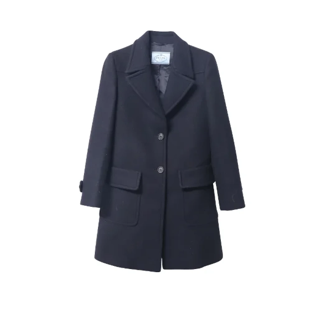 Prada Vintage Pre-owned Wool outerwear Black Dames