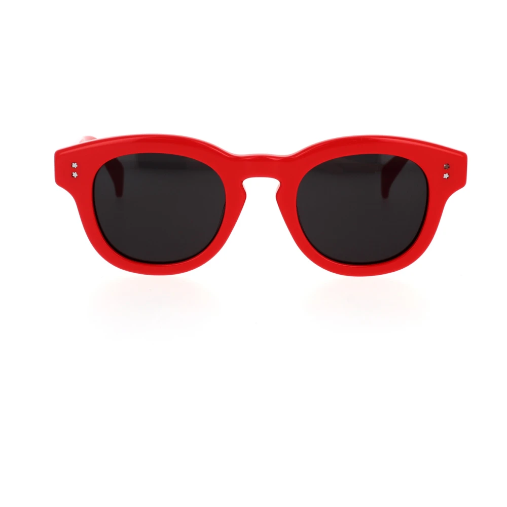 Runde røde solbriller med grå linser